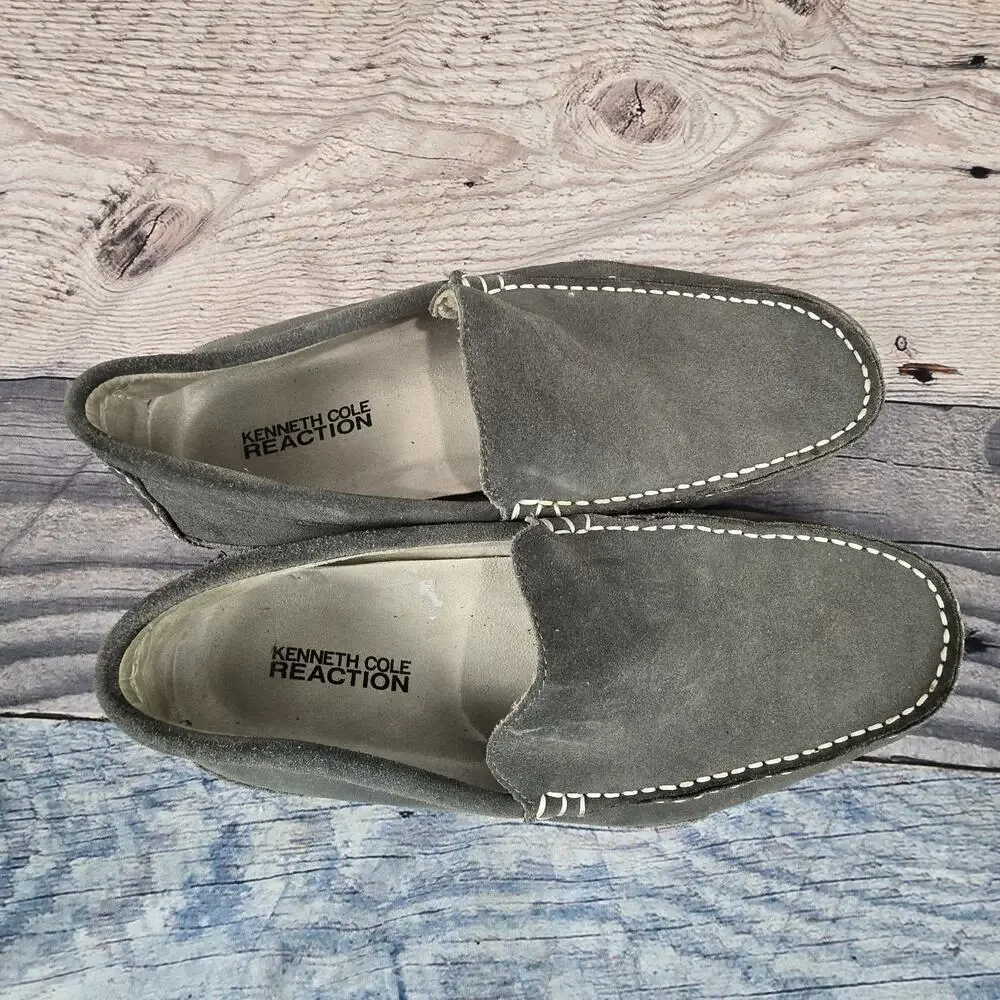 Kenneth Cole Reaction Loafers Mens Size 9.5 M Gray Suede Leather Slip On House